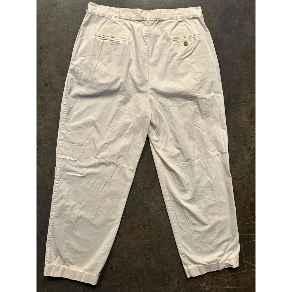 J Peterman Company Pants Mens 36 Cream Pleated Cotton Travel Trousers - Picture 5 of 5
